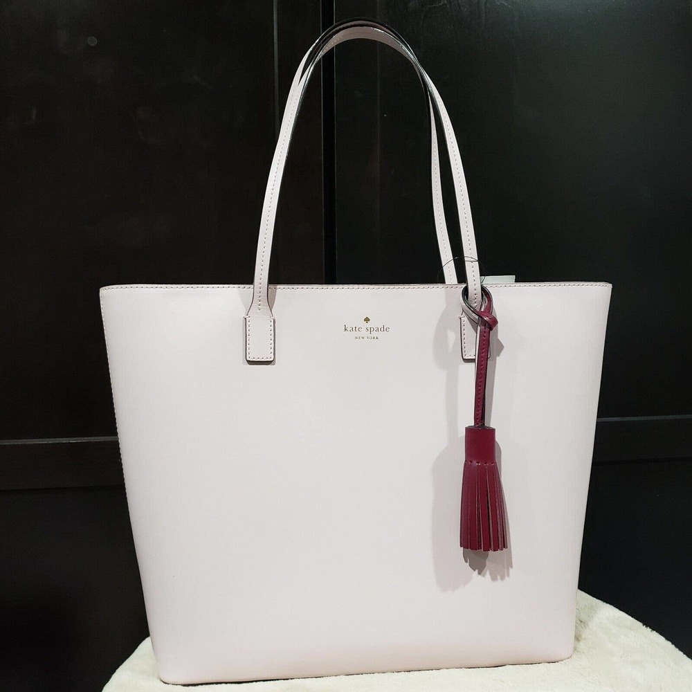Pink Kate Spade Tote Karla Wright Place Large Zip Handbag with Magenta Tassel